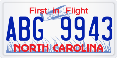 NC license plate ABG9943