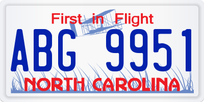 NC license plate ABG9951