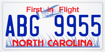 NC license plate ABG9955