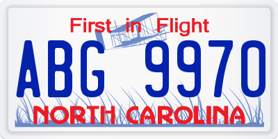 NC license plate ABG9970