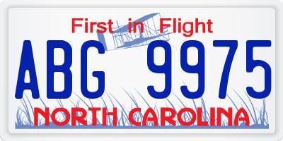 NC license plate ABG9975
