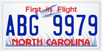 NC license plate ABG9979