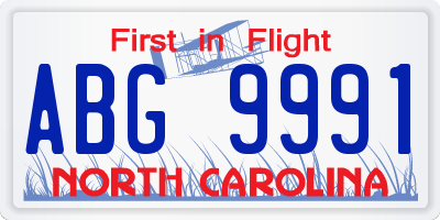 NC license plate ABG9991