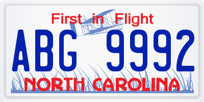 NC license plate ABG9992