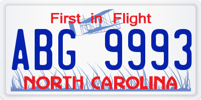 NC license plate ABG9993