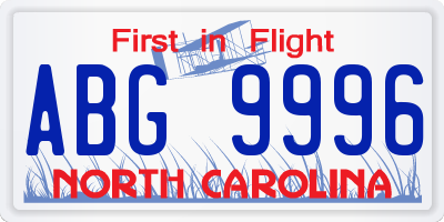 NC license plate ABG9996