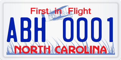 NC license plate ABH0001