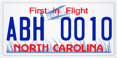 NC license plate ABH0010