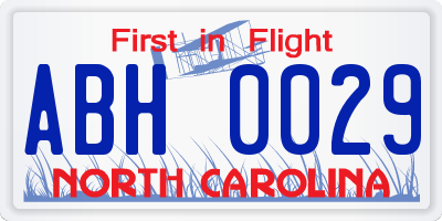 NC license plate ABH0029