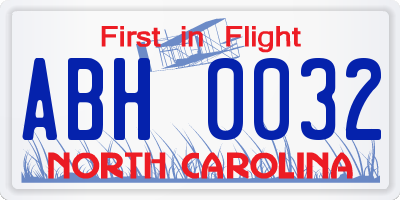 NC license plate ABH0032