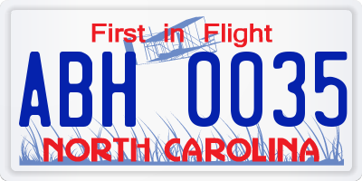 NC license plate ABH0035