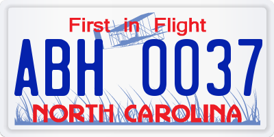 NC license plate ABH0037