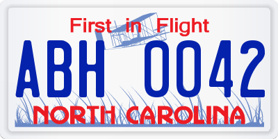 NC license plate ABH0042