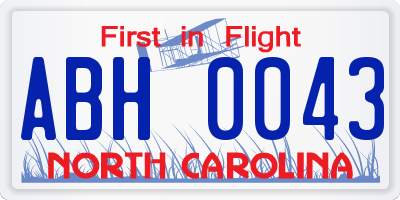 NC license plate ABH0043