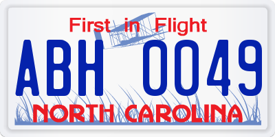 NC license plate ABH0049
