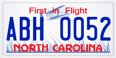 NC license plate ABH0052