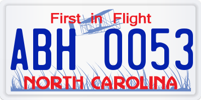 NC license plate ABH0053