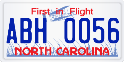 NC license plate ABH0056