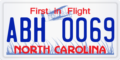 NC license plate ABH0069