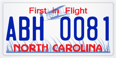 NC license plate ABH0081