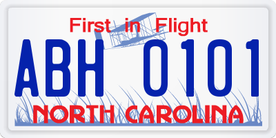 NC license plate ABH0101