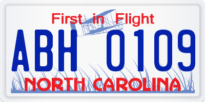 NC license plate ABH0109