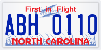NC license plate ABH0110