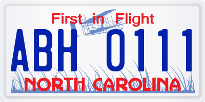 NC license plate ABH0111