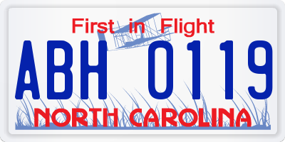 NC license plate ABH0119