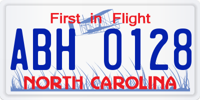 NC license plate ABH0128