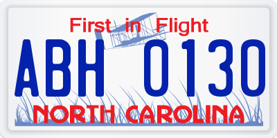NC license plate ABH0130