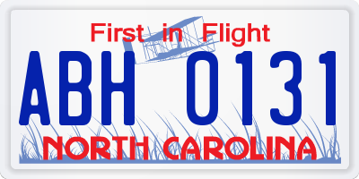 NC license plate ABH0131
