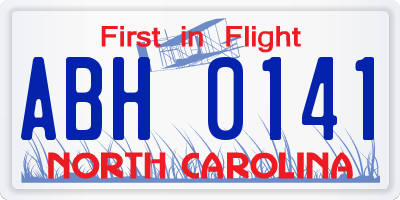NC license plate ABH0141