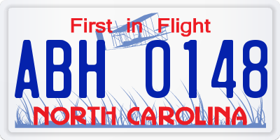 NC license plate ABH0148