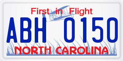 NC license plate ABH0150