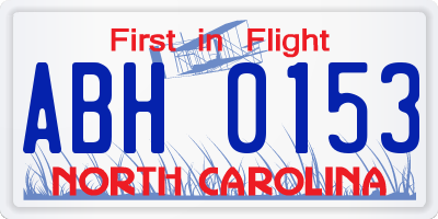 NC license plate ABH0153