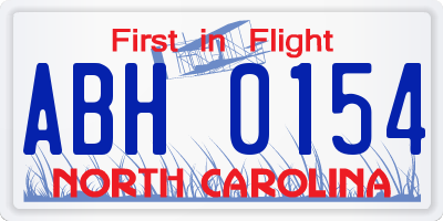 NC license plate ABH0154