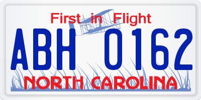 NC license plate ABH0162