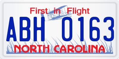 NC license plate ABH0163