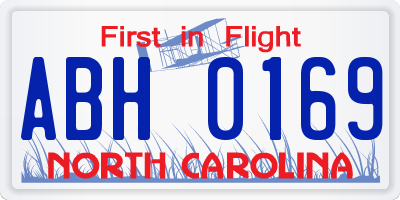 NC license plate ABH0169