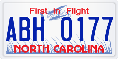 NC license plate ABH0177