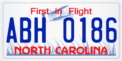 NC license plate ABH0186
