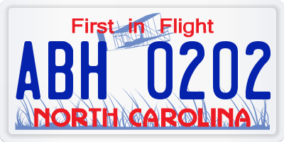 NC license plate ABH0202