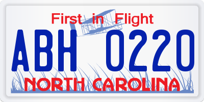 NC license plate ABH0220