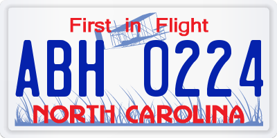 NC license plate ABH0224