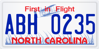 NC license plate ABH0235