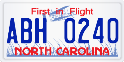 NC license plate ABH0240