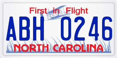 NC license plate ABH0246