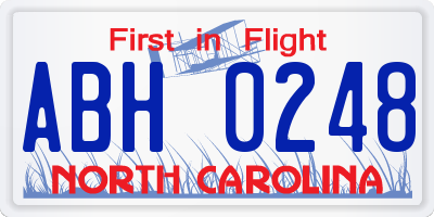 NC license plate ABH0248