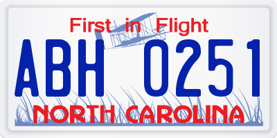 NC license plate ABH0251
